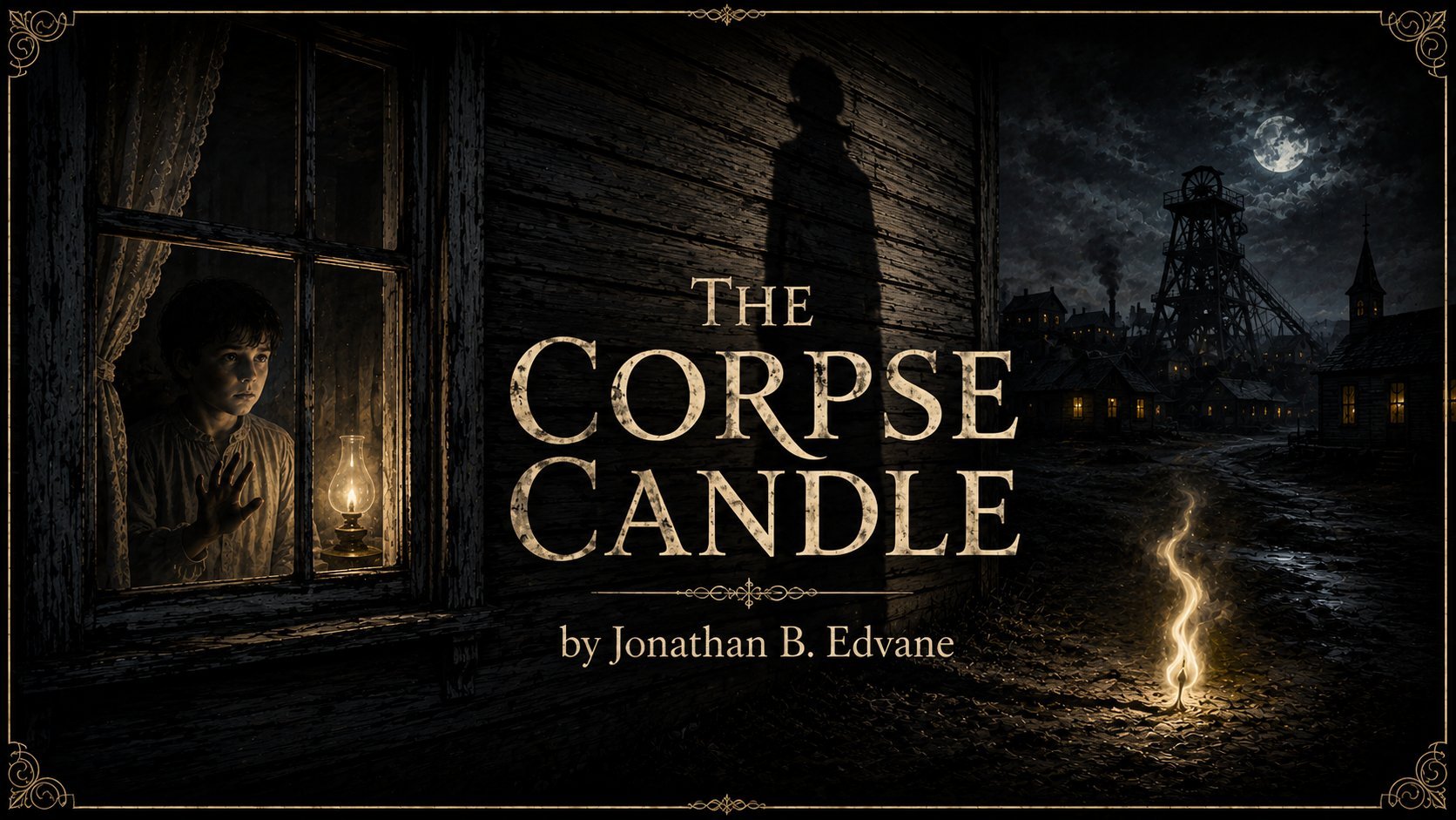 Title plate for The Corpse Candle by Jonathan B. Edvane.