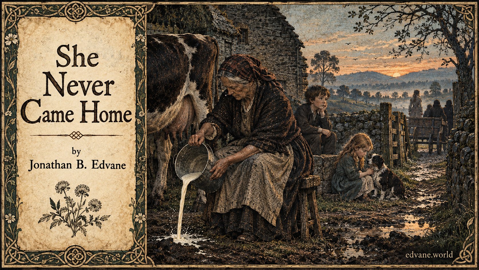 Title plate for She Never Came Home by Jonathan B. Edvane.