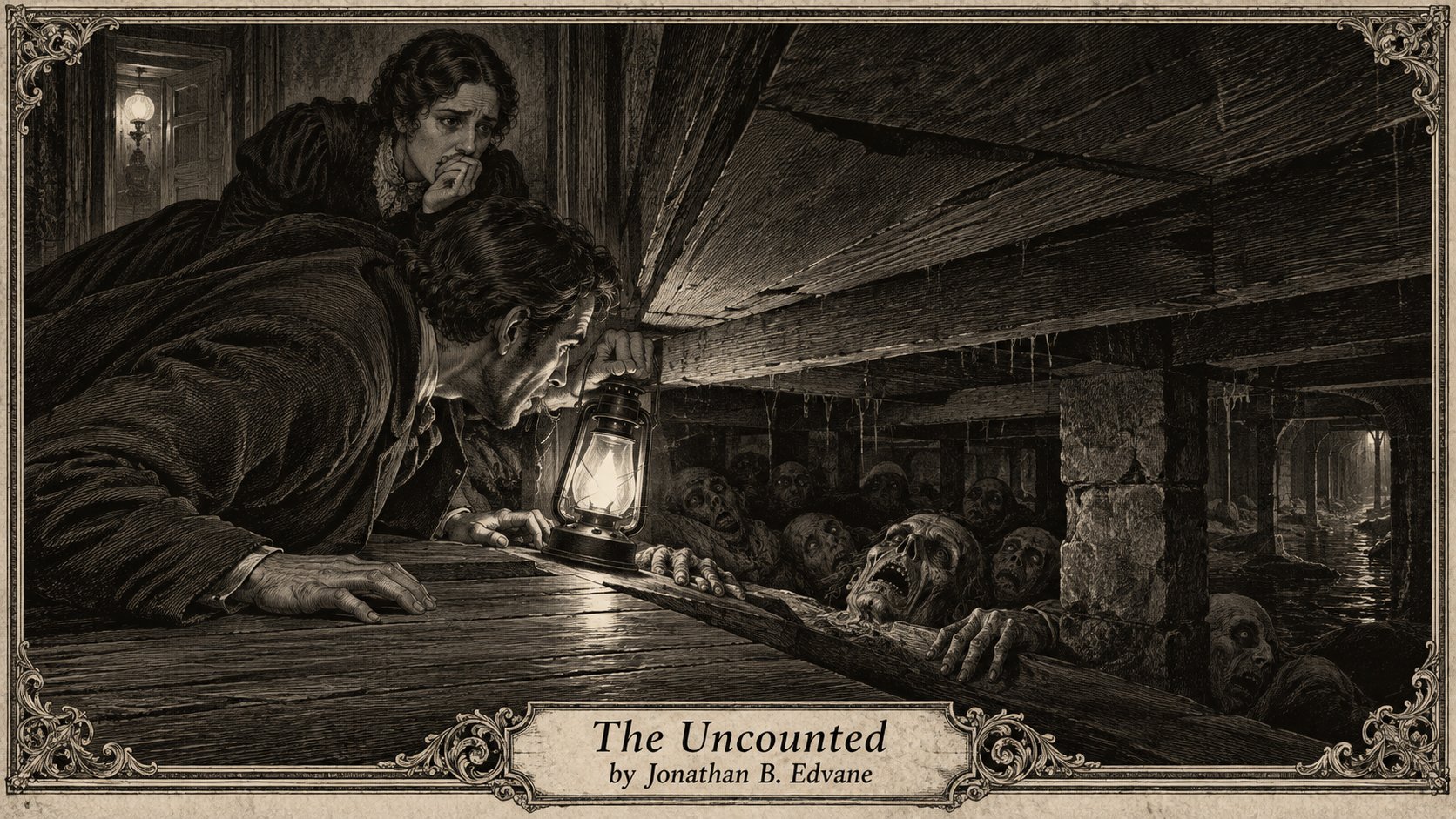 Title plate for The Uncounted by Jonathan B. Edvane.